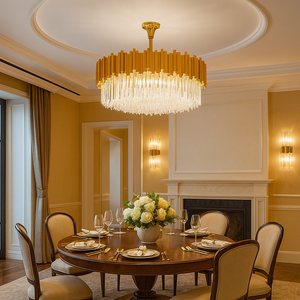 Candelabru rotund cristal auriu 60 cm model 3211-600