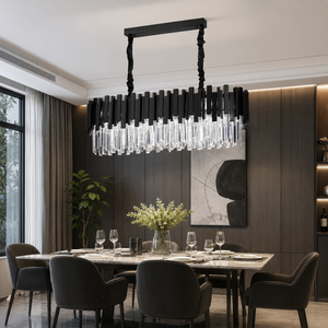 Candelabru oval negru cu cristale 3211-800+300 BK