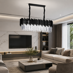 Candelabru oval negru cu cristale 3211-800+300 BK