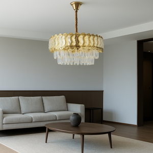 Candelabru rotund auriu cu cristale 40 cm model 3526-400 FGD