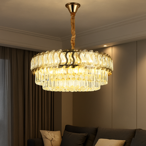 Candelabru rotund auriu cu cristale 60 cm model 3526-600 FGD