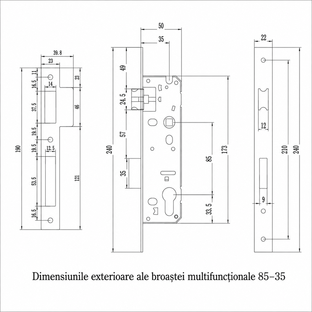 Încuietoare inteligentă D02 pentru uși metalice și uși blindate cu broască europeană 85 mm, control prin aplicația TUYA Smart, deblocare cu amprentă digitală, cod PIN, card RFID, cheie mecanică și telefon, design impermeabil pentru exterior, culoare negru mat.