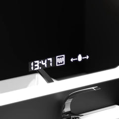 Oglinda smart ovala 80x50 cm cu LED reglabil, senzor MotionGlow, afisaj digital si sistem de dezaburire.
