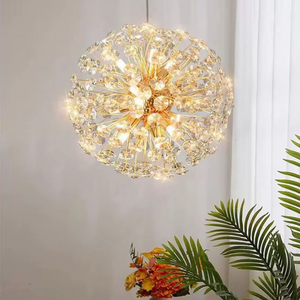 Candelabru rotund cu globuri cristal 50cm  5523-500 FGD G9 auriu