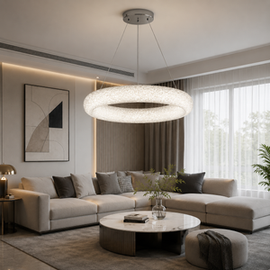 Candelabru rotund cristal argintiu LED 50 cm, model cu telecomandă, 5558-500CR