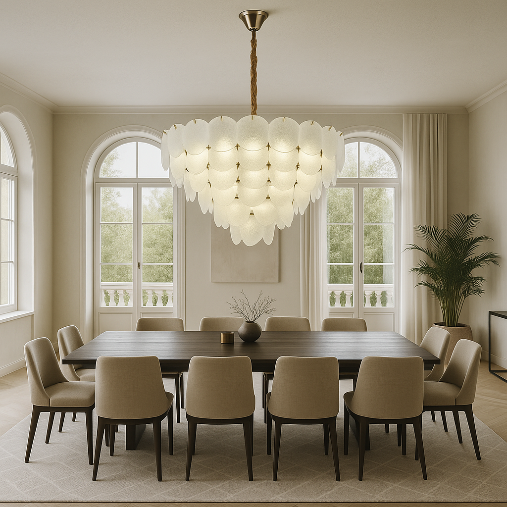 Candelabru modern auriu sticla mata Ø75 cm 15 E27 5867-750 TB