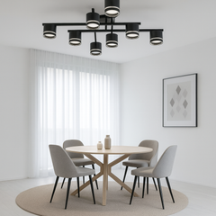 Lustra LED rotunda negru mat 59041/8MB pentru dining modern, 8 GX53, lumina 3000K-6500K, fara telecomanda