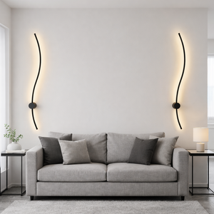 Aplica LED ondulata aluminiu negru 38W lungime 1000mm 3 culori