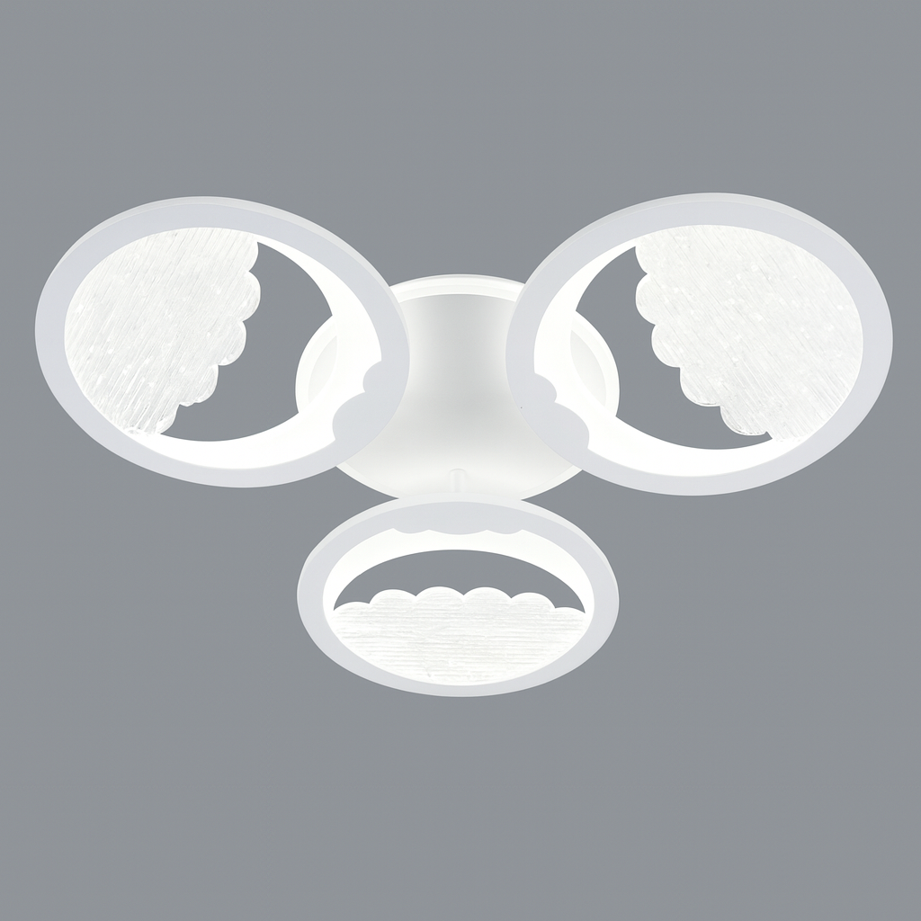 Lustra LED moderna alba ultra-subtire cu lumina ajustabila prin telecomanda, perfecta pentru dormitor modern si atmosfera adaptabila, model 66036/3T WH.