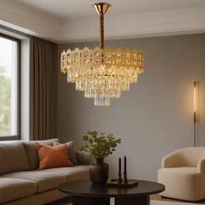 Candelabru rotund auriu cu cristale 50 cm model 70065-500 GD