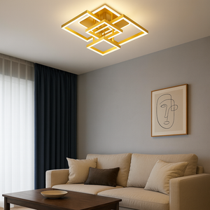 Lustra LED moderna patrata aurie 198W cu telecomanda 71139/300+200