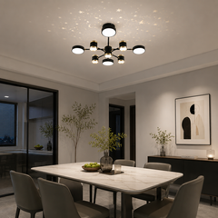 Lustra LED rotunda cu efect stelar si telecomanda 71169-4+4+1BK+CP