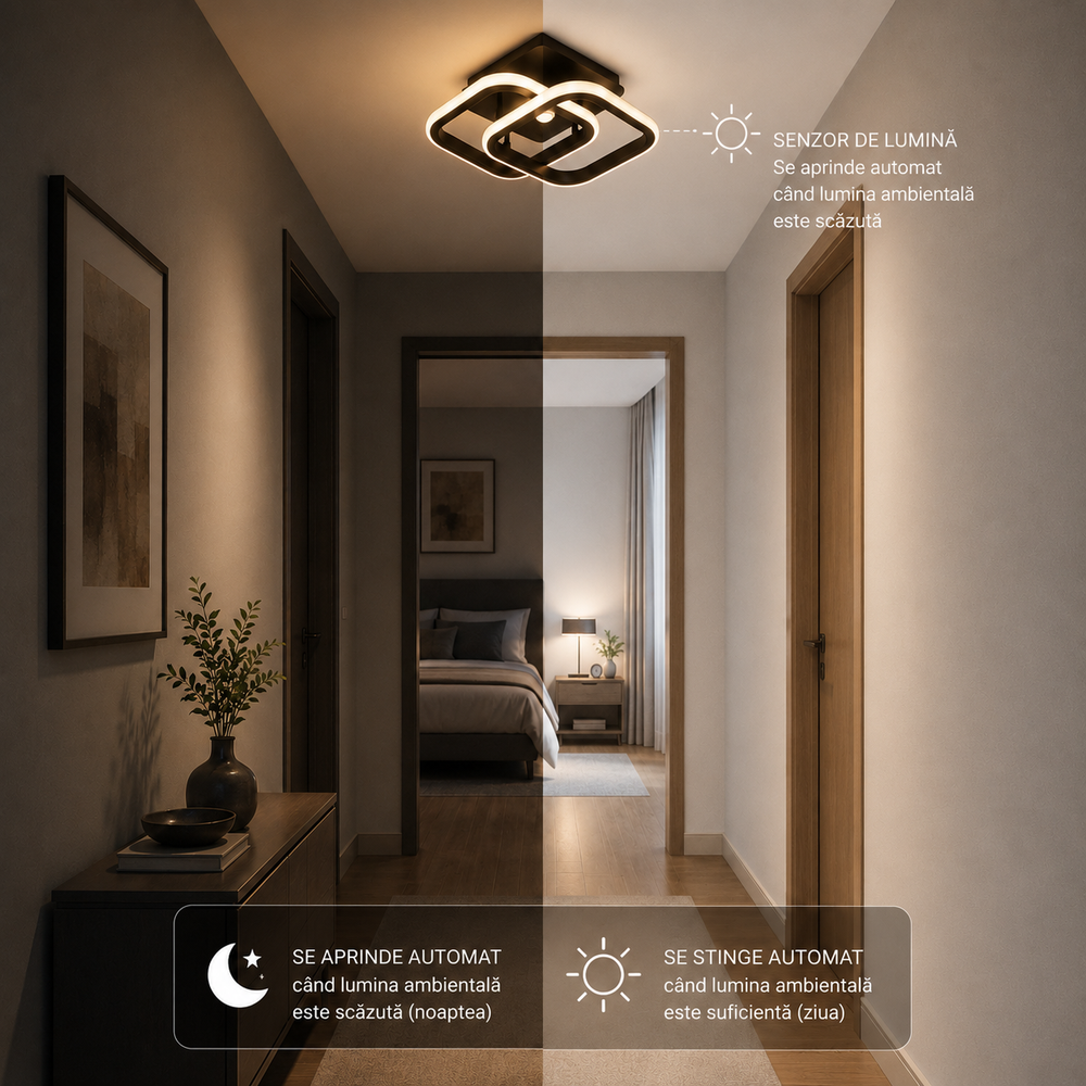 aplica LED neagra L71363/2BK montata pe perete corp iluminat LED model L71363/2BK pentru hol sau dormitor cu telecomanda