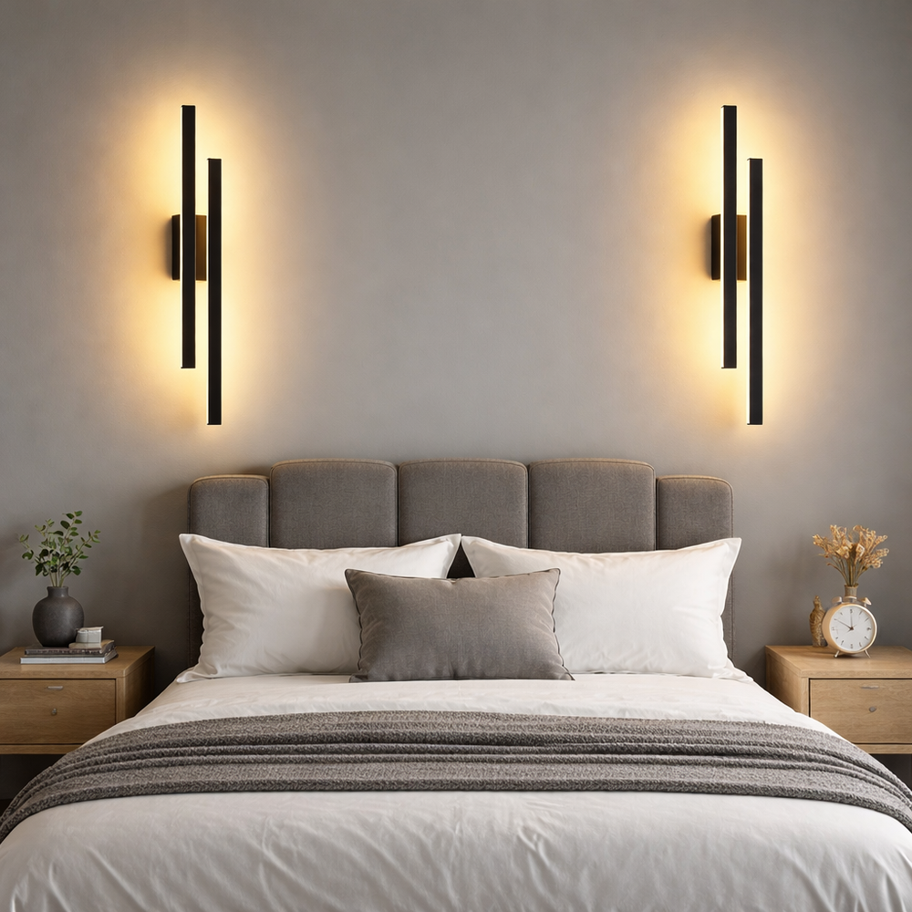 Aplica LED sferica neagra LUBAN, Ø40 cm, lumina reglabila calda-rece, atmosfera eleganta in dormitor