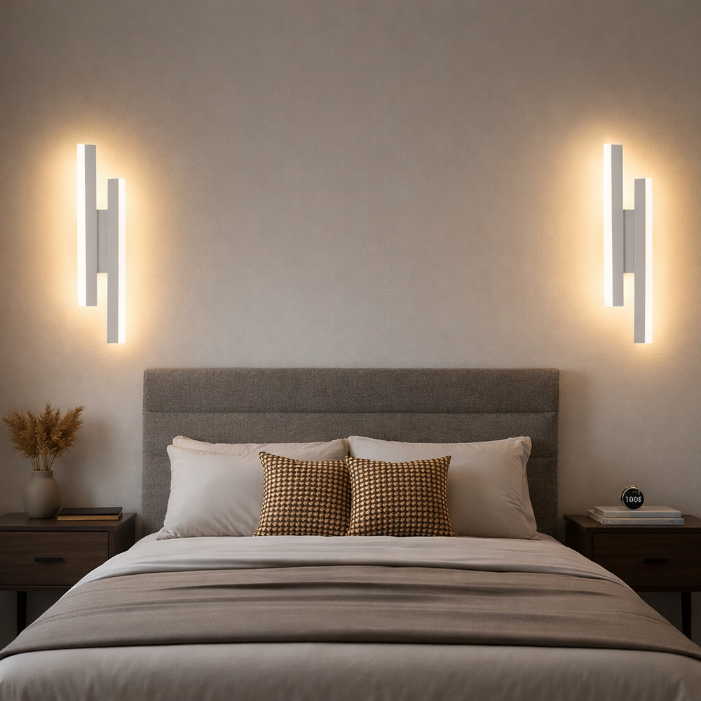 Aplica LED LUBAN Sphere cu doua bare verticale, lumina reglabila, accent elegant pentru dormitor modern