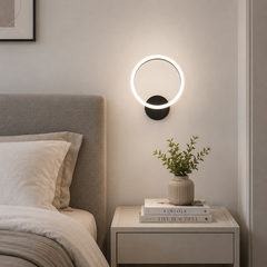 Aplică LED Circle Black 12W | Aplică Modernă cu 3 Tipuri de Lumină