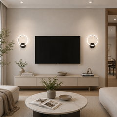 Aplică LED Circle Black 12W | Aplică Modernă cu 3 Tipuri de Lumină