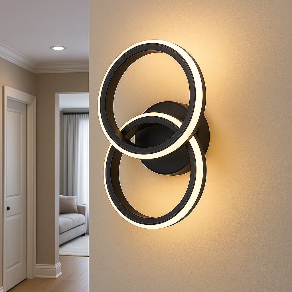 Lustra Led Cu 18W cu LED integrat negru pentru hol plafoniera cu telecomanda