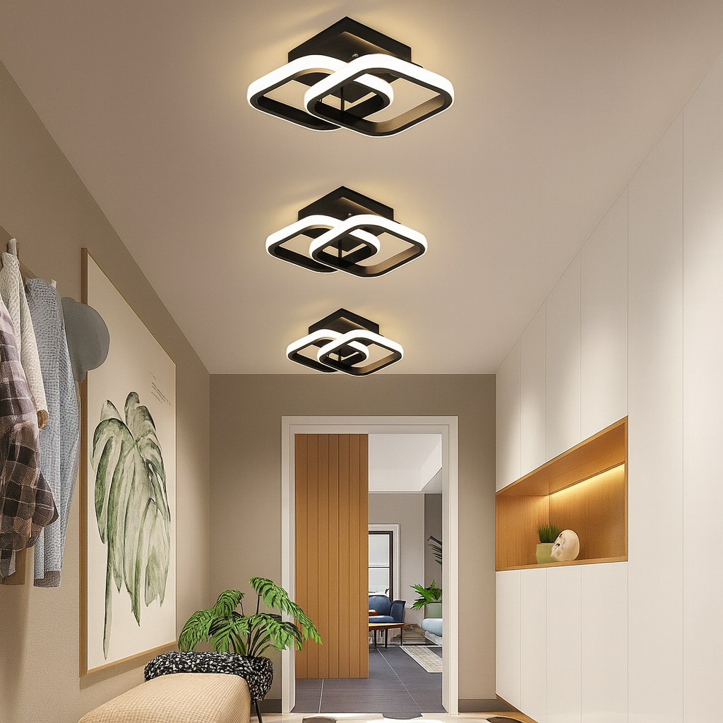 aplica LED neagra L71363/2BK montata pe perete corp iluminat LED model L71363/2BK pentru hol sau dormitor cu telecomanda