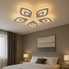 Lustra LED rotunda 170W cu margini transparente si lumina ajustabila 3000K-6500K cu telecomanda, ideala pentru dormitoare moderne cu iluminare confortabila