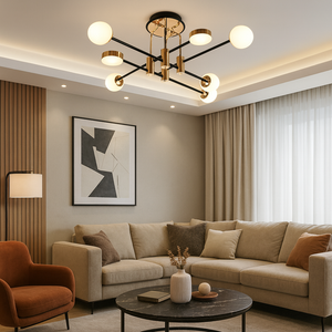 Lustra LED moderna cu globuri opal negru auriu 73027/8