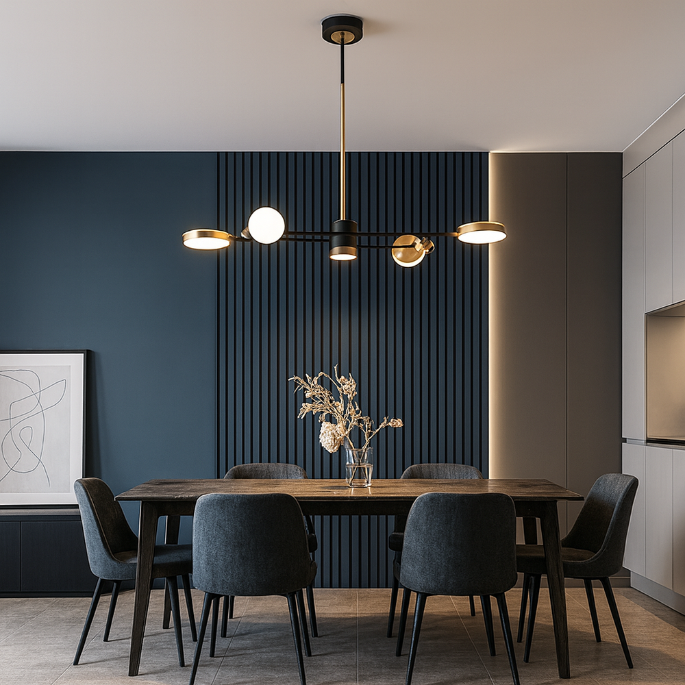 Lustra LED moderna 66W cu brate reglabile si lumina reglabila 3000K-6500K cu telecomanda, perfecta pentru dining modern cu iluminare eleganta si versatila