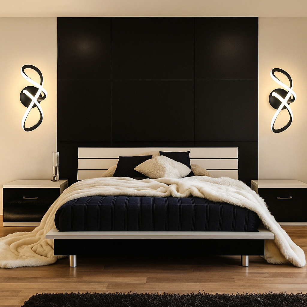 Aplica LED LUBAN Papillon 18W, design fluture cu acril transparent, montata in dormitor modern pentru lumina decorativa reglabila