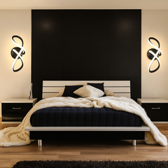 Aplica LED LUBAN Papillon 18W, design fluture cu acril transparent, montata in dormitor modern pentru lumina decorativa reglabila