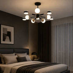 Lustra LED Rotunda Negru-Auriu 77108/5+5+1 130W cu Telecomanda