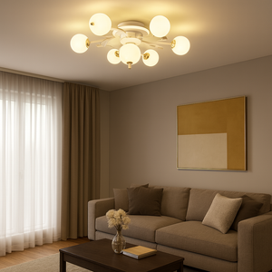 Lustra LED sferica alba aurie 96W moderna 77130-5+1