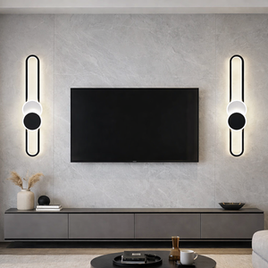 Aplica LED geometrica alba negru aluminiu 90W ovala 800mm 3 culori