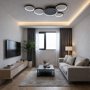 Lustra LED rotunda neagra 154W cu telecomanda 77209-5MB