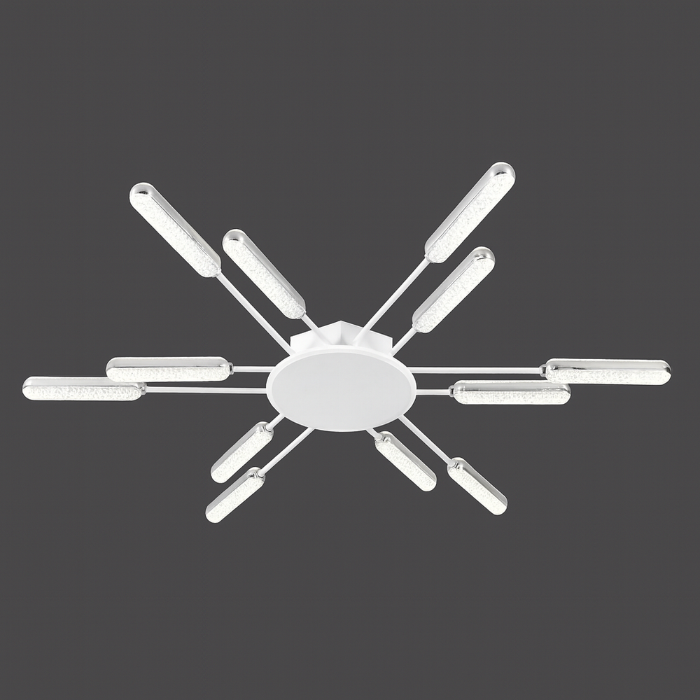 Lustra LED alba crom 66x2W cu telecomanda, lumina ajustabila neutra rece, iluminare moderna pentru birou