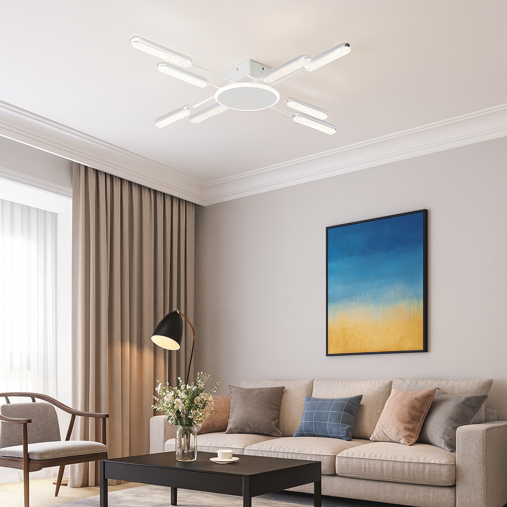 Lustra LED moderna alb argintiu cu telecomanda 77263/8T WH+CR