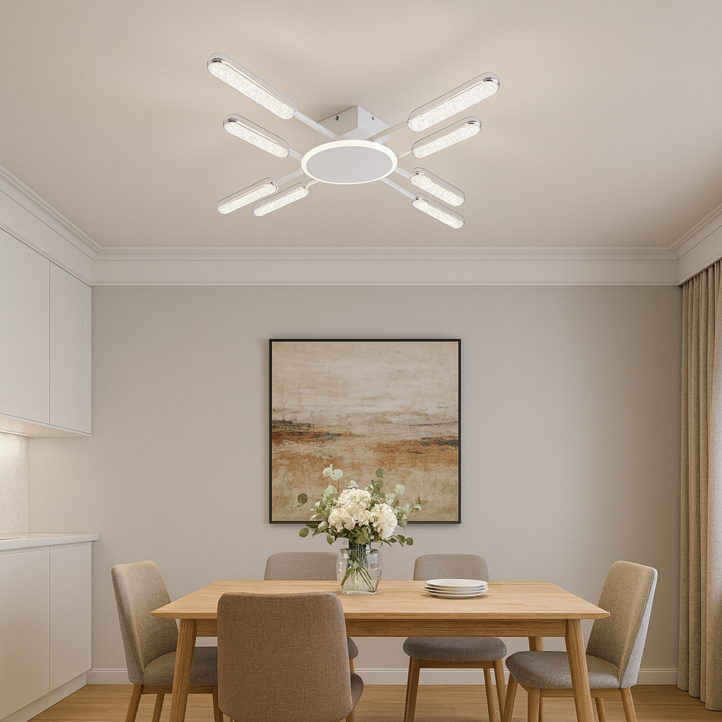 Lustra LED moderna alb argintiu cu telecomanda 77263/8T WH+CR