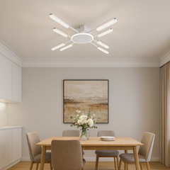 Lustra LED moderna alb argintiu cu telecomanda 77263/8T WH+CR