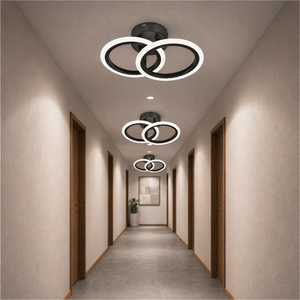 Lustra LED dublu rotund negru 325mm 36W telecomanda 7728/2BK