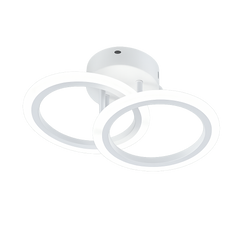 Lustra LED alba dublu rotund 36W cu telecomanda, montata in hol modern, lumina ajustabila 3000-6500K pentru iluminare eleganta si eficienta