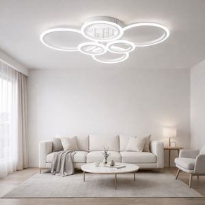 Lustra LED cercuri alb 675mm 112W telecomanda 7728/4+2WH