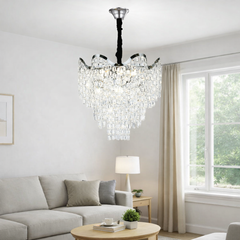 Candelabru elegant cu cristale 78006-450 CH, 7 becuri E27, iluminare intensa si efect luxos pentru living modern si rafinat.