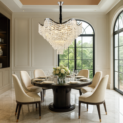 Candelabru modern lux cu cristale multiple, Ø78 cm si 18 E27, finisaj argintiu, perfect pentru dining modern si sofisticat, oferind efect premium, model 78006-780 CH.