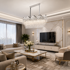 Candelabru modern lux cristale argintiu oval 78006-1100*400 CH