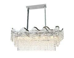 Candelabru modern lux oval cu cristale dense, finisaj argintiu si 12 E27, perfect pentru dining modern si sofisticat, model 78006-1100*400 CH.