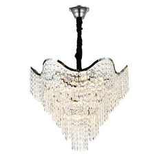 Candelabru modern lux cu cristale dense, Ø78 cm si 18 E27, finisaj argintiu, ideal pentru living spatios cu efect vizual spectaculos si iluminare puternica, model 78006-780 CH.