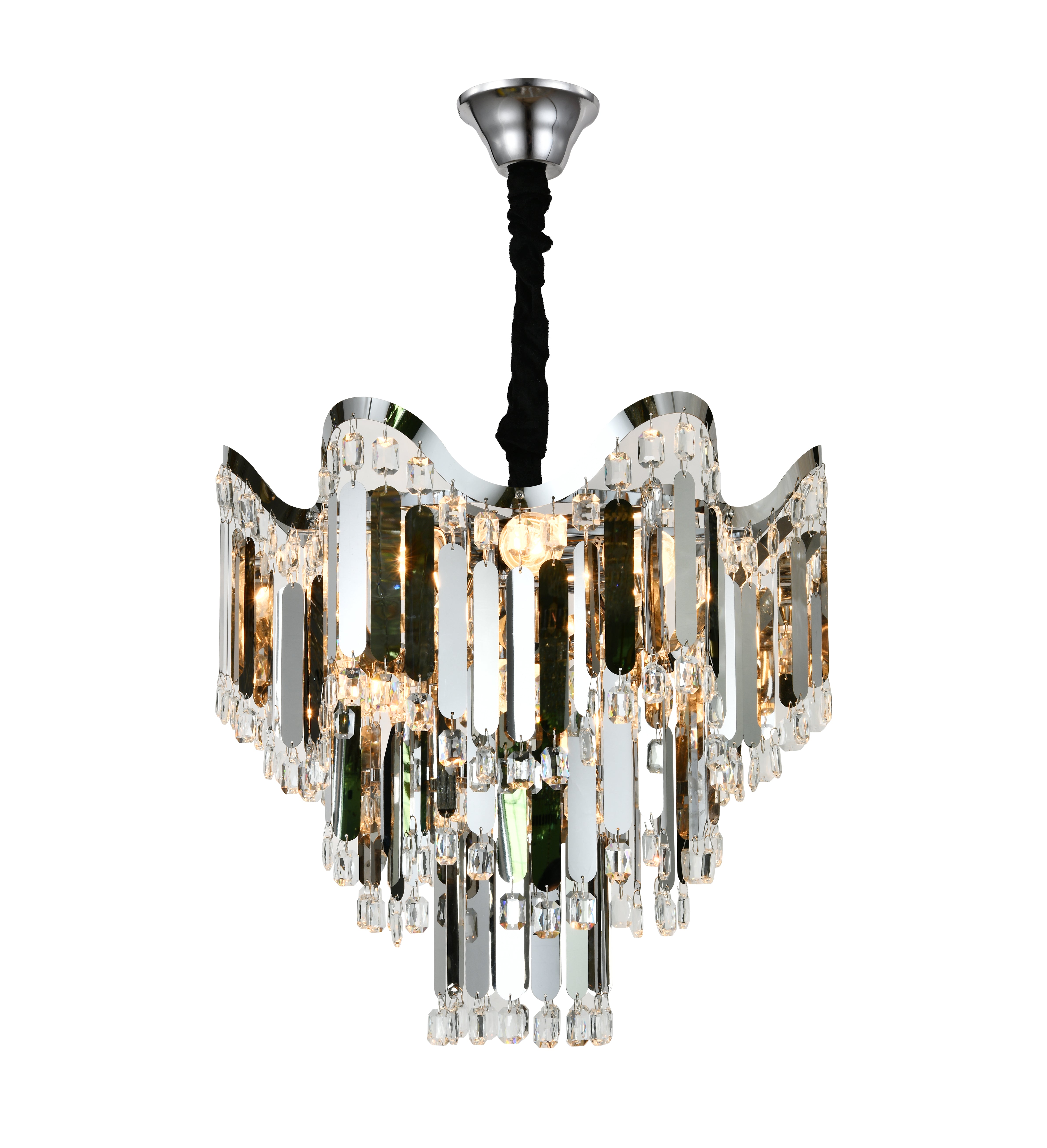 Candelabru modern lux argintiu Ø45 cm cu cristale clare si 7 E27, potrivit pentru dormitor rafinat cu atmosfera luminoasa si sofisticata, model 78012-450 CH.