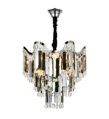 Candelabru modern lux argintiu Ø45 cm cu cristale clare si 7 E27, potrivit pentru dormitor rafinat cu atmosfera luminoasa si sofisticata, model 78012-450 CH.