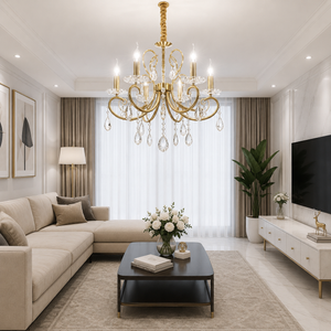 Candelabru Cristal Cupru 7928-5 cu 5 Brate E14