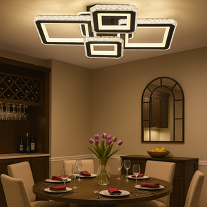 Lustra LED patrata 7965/2+2 BK+CR cu RGB si cristale 170W