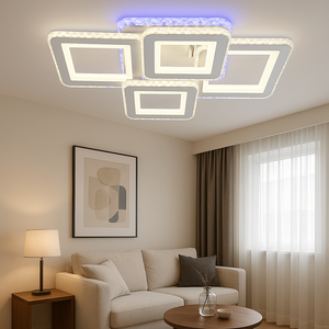 Lustra LED Patrata 7965 170W RGB cu Cristale si Telecomanda