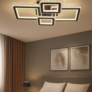 Lustra LED patrata 7965/2+2 BK+CR cu RGB si cristale 170W